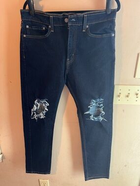 LEVIS 510 SLIM FIT DISTRESSED DARK BLUE JEANS SIZE 34/30